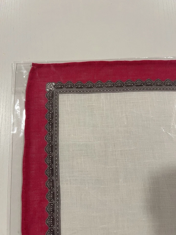 New INDOCHINO Men’s Pink Border Pocket Square Handkerchief 100% Linen - Image 3 of 3
