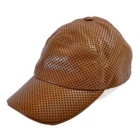 Hermes Brown Perforated Lambskin Leather Baseball Cap 37619