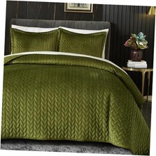 Velvet Quilt Size Lightweight Bedspread Full Soft Reversible King Green