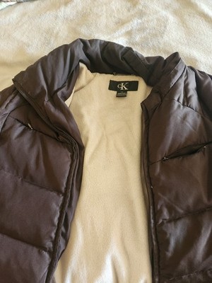 calvin klein brown downs puffer jacket l