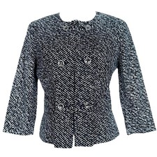 New York  Company Womens Size 6 Blazer Black White 3/4 Sleeve Career Classic
