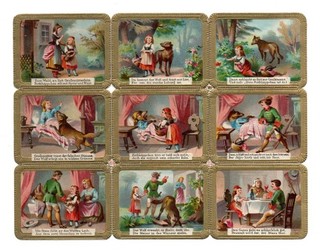 Alte Glanzbilder Oblaten Scaps kl. Bogen Märchen Rotkäppchen... WH 8602 Rar!!