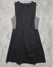 Madewell Dress Womens Sz 6 Black Striped Side Panels Fit Flare Pockets Casual