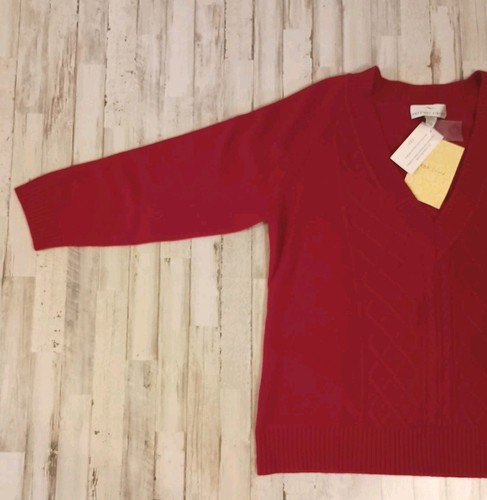 Edelfasern 100% Kaschmir Pullover Gr. 2X V-Ausschnitt Pulli rot neu kleiner Fehler - Bild 5 von 11