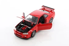 1999 Nissan Skyline GT-R R34 - 1/24 Scale Diecast Model by Welly - RED