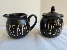 Vintage Rae Dunn Black Cream Sugar Set CC