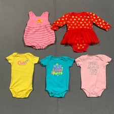Baby Girl 6-9 Months Bodysuit Romper Lot 5pc Garanimals Bright Future Red Pink