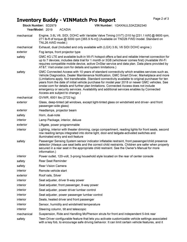 Carrier Rear Without Opt G99 Fits 18-23 ACADIA 1061841
