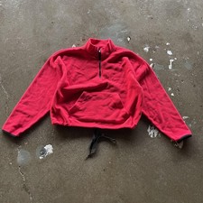 PINK Victoria's Secret Sweatshirt Womens Large Red Fleece Quarter Zip Pullover