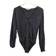 Lovers Friends Vision V-Neck Long Sleeve Bodysuit Black Small Blouse Top