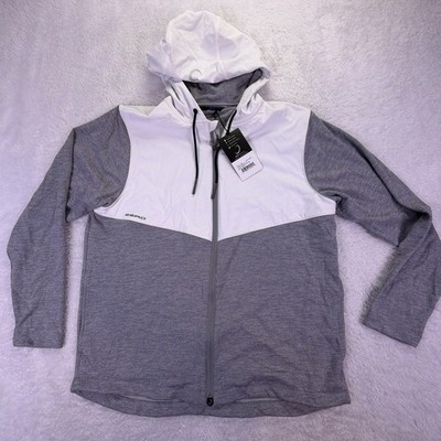 NWT $235 Zero Restriction Tyson Hoodie Full-Zip Mens M White/Gray Golf