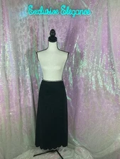 ZIMMERMANN Crushed Scalloped Crystal Trim Black Midi Skirt Sz AU3/US10 AUTH NWT