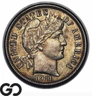 1911 Barber Dime, Nice Original Album Toner, Nice Mint Luster, Choice BU++