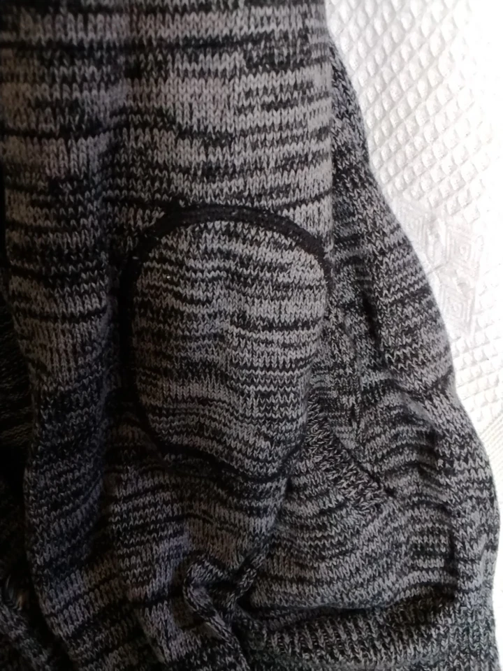 Cárdigan suéter para hombre talla XLarge parches en el codo gris algodón tejido trapo americano Foto 2 de 4