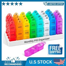Daviky Monthly Pill Box Organizer 3 Times a Day - 30 Day Pill Box AM PM,BPA Free
