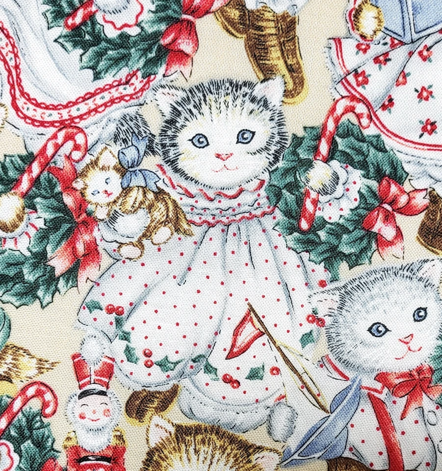 Lote de 3 ea 1/2 yd longitudes DE COLECCIÓN GATITO PEPINO NAVIDAD Colección tela ¡NUEVO! Foto 4 de 4