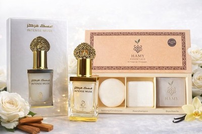 HAMY arab. Duftseifen Musk Tahara Set Haarshampoo, Duschseife, Spülung & Parfüm
