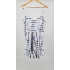 Express Blue White Striped Tiered Ruffle Mini...