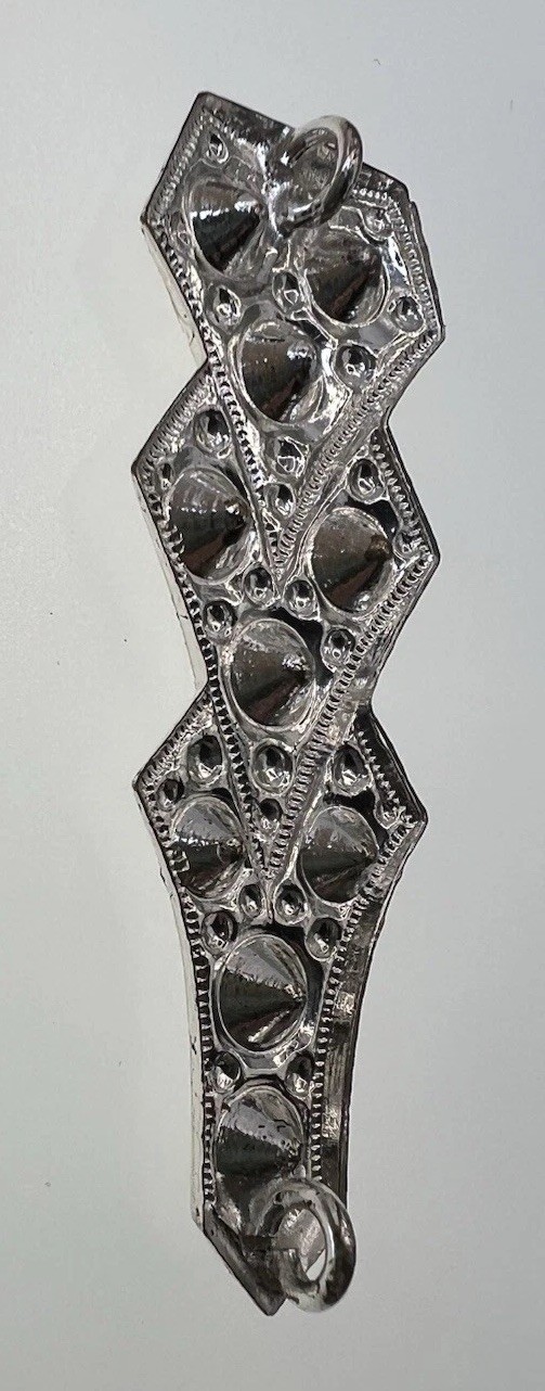 Modern Silver Tone Rhinestone 2” Pendant “Art Dec… - image 4