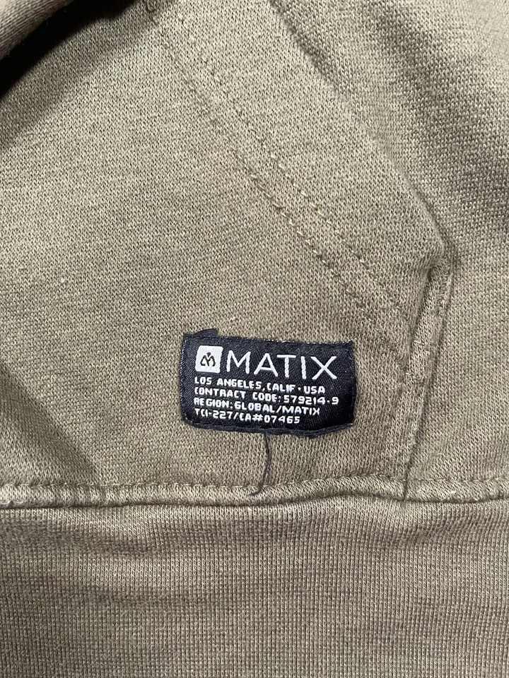 Matix Hoodie Sweatshirt Mens XL Tan Green Black Colorblock Pullover Skate Logo - Image 4 of 4