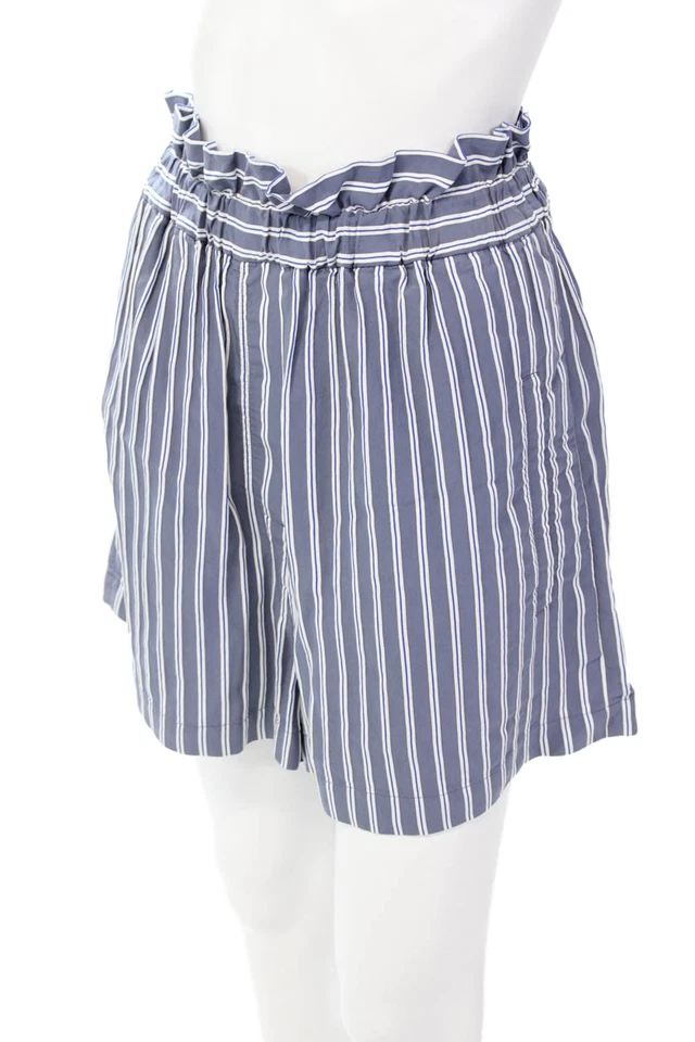 Pantalones Cortos Informales Tibi Para Mujer Estampado A Rayas Cintura Elástica Bolsillos Azul Talla L Foto 2 de 4