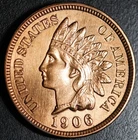 1906 INDIAN HEAD CENT - With LIBERTY & 4 DIAMONDS - AU UNC