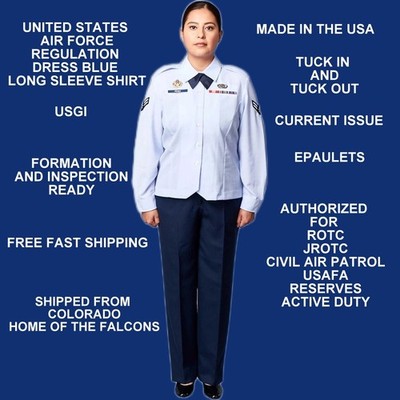 NEW WOMENS REGULATION AIR FORCE USAF SHIRT LONG SLEEVE DRESS BLUE ALL SIZES | eBay NEW WOMENS REGULATION AIR FORCE USAF SHIRT LONG SLEEVE DRESS BLUE ALL SIZES | eBay