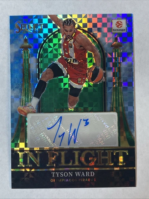 TYSON WARD 2025-26 Panini Select EuroLeague In Flight Auto GREEN Prizm #2/5