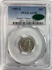 1909-D Barber Dime 10c PCGS Certified AU50 With CAC/ JJ Haney Collection