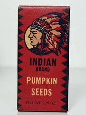 Vintage INDIAN BRAND pumpkin seeds box NICE!  Agress Nut and Seed Co. New York