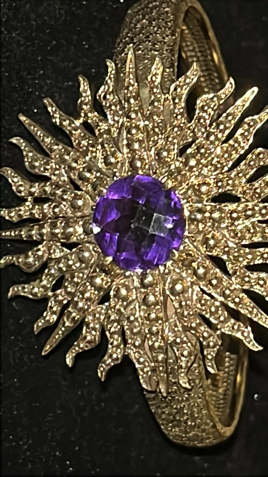 Bracelete NICKY BUTLER Bronze Collection Starburst roxo quartzo grande MCM - Imagem 3 de 4