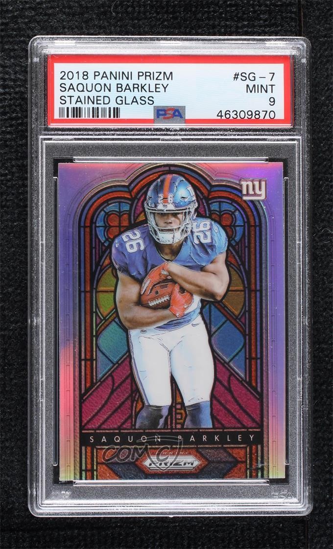 2018 Panini Prizm Stained Glass Saquon Barkley #SG-7 PSA 9 MINT Rookie RC 1fl4
