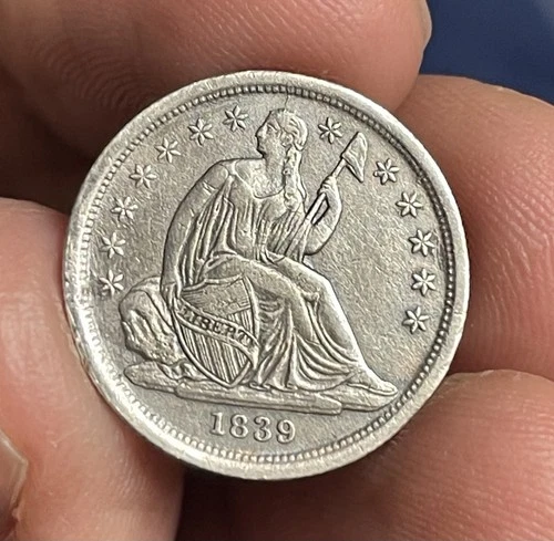 1839 Seated Liberty Dime Looks AU/BU Details RARE