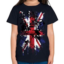 UNION JACK ABSTRACT PRINT KIDS T-SHIRT GREAT BRITAIN FLAG UK UNITED KINGDOM TOP