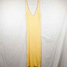 Zara Women Dress Sz S NWT Yellow Ribbed Bodycon Maxi V Neck Sleeveless Vaca