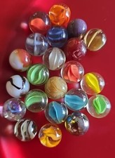 Twenty-Two 22  Assorted Sizes  Multi-Colored  Glass Marbles 103 