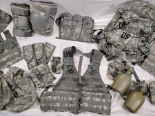Army FLC 22 Piece Pouch Kit ACU Chest Rig Vest Very Good Used UCP Harness LBV