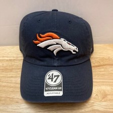 NWT DENVER BRONCOS '47 Brand "Clean Up" Navy Blue NFL Adjustable Strapback Hat