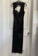 ASOS Maxi Dress Size 6 Black Mixed Media Open Back Pullover Evening Gown