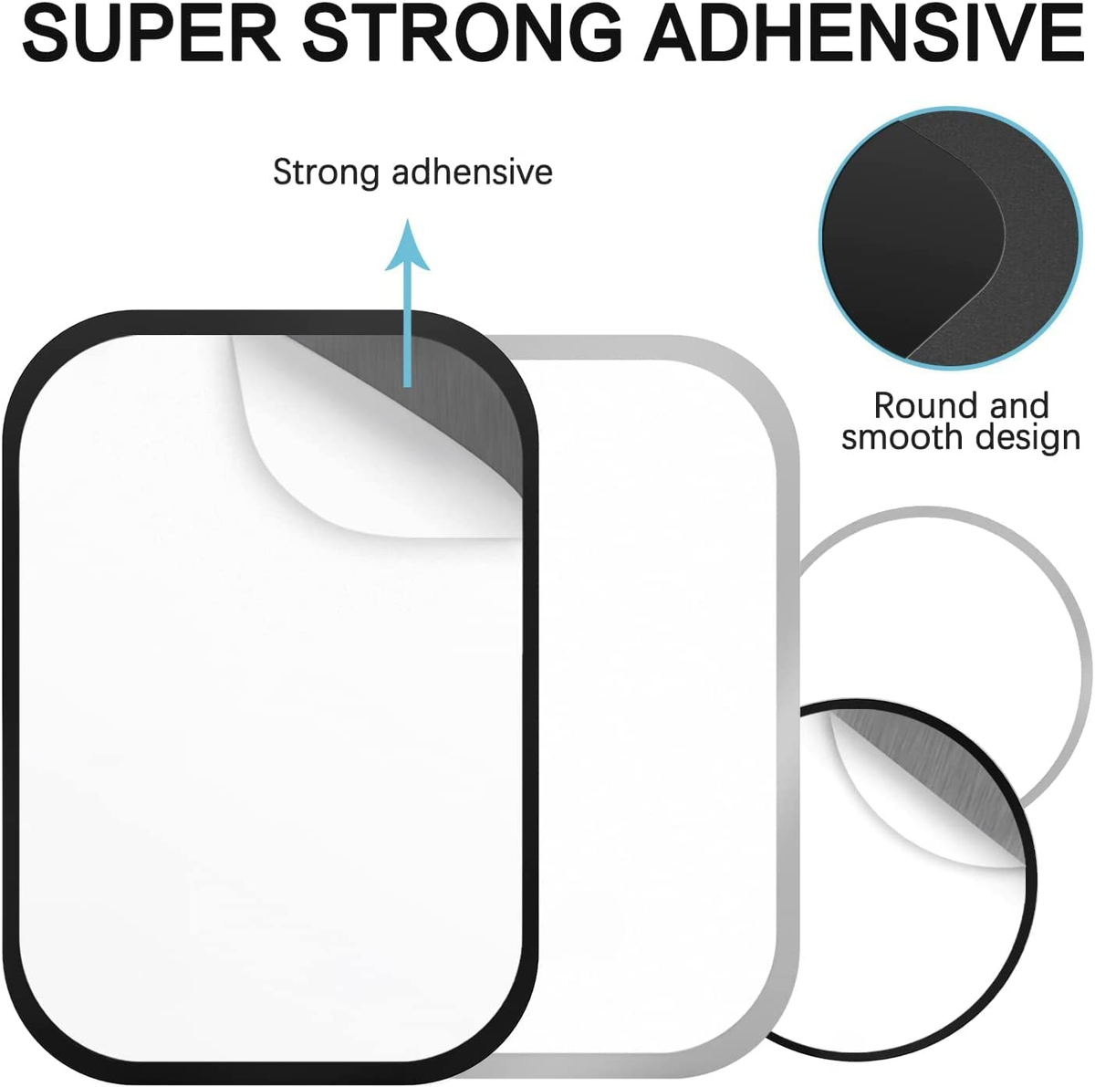 Placche Metalliche Adesive Per Supporti Magnetici Auto - 4 Pezzi Argento E Nero - Foto 5