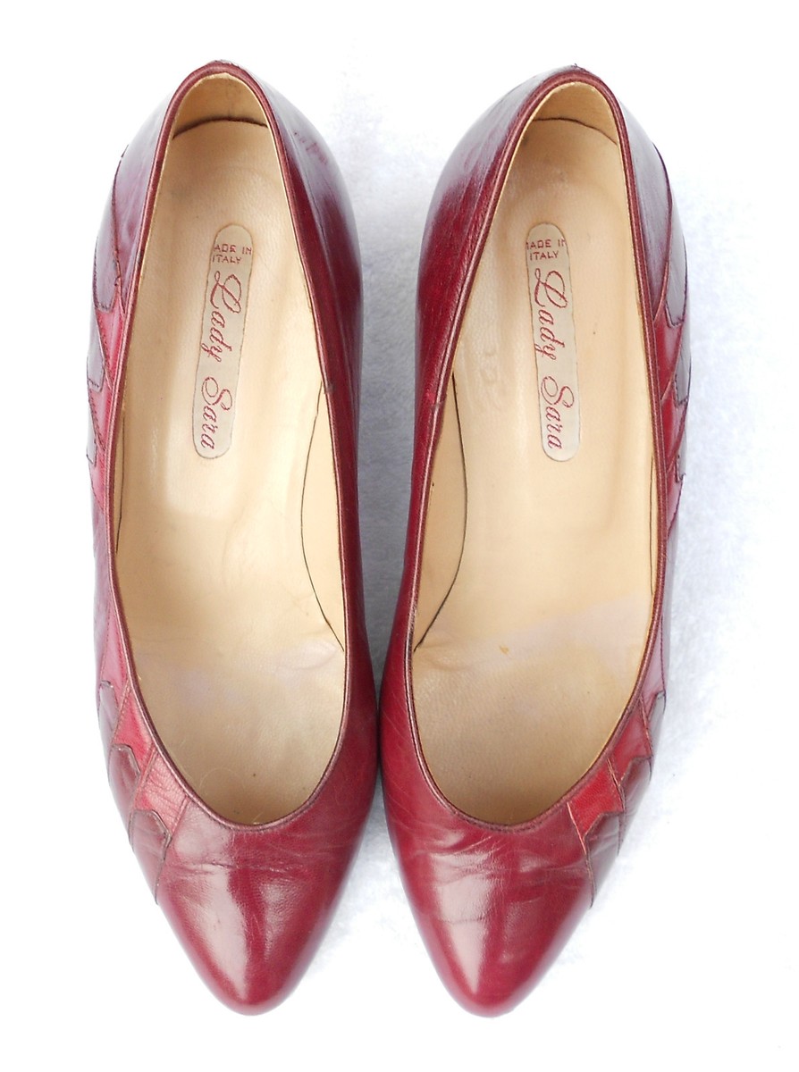 Escarpins Lady Sara Tout Cuir Vintage 1980 - Taille 37.5 - Neufs Sans Emballage - Talon Aiguille 7.5 Cm
