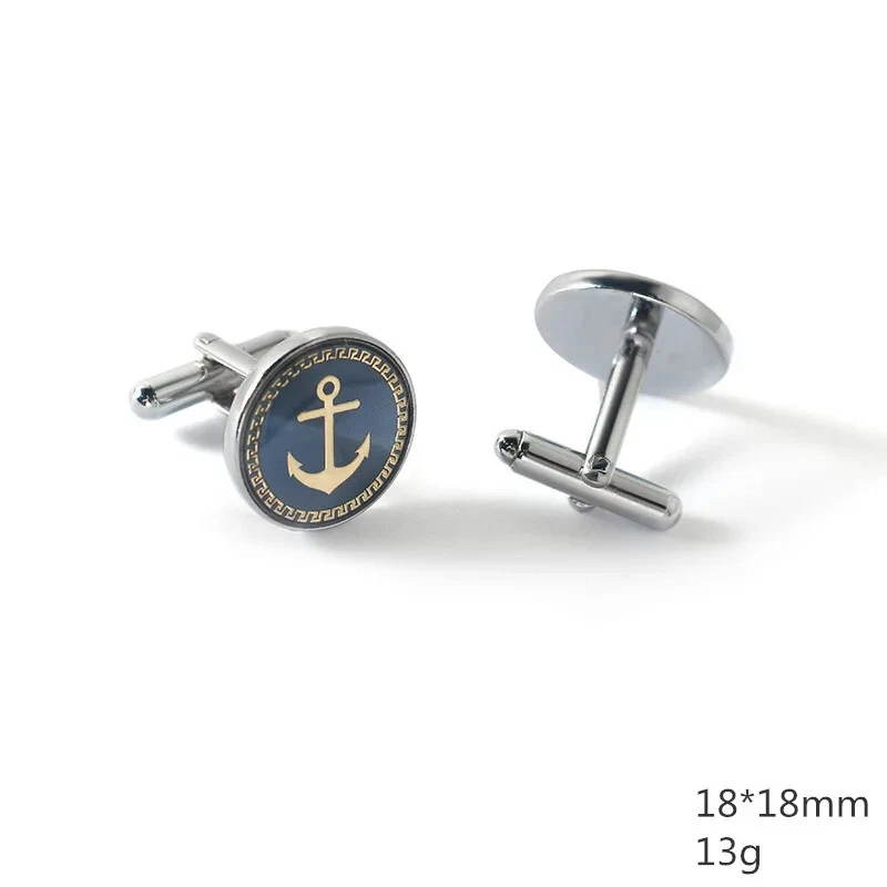 Navy Anker Abzeichen Manschettenknöpfe Herren Hemd Manschette Manschettenknöpfe - Bild 4 von 4