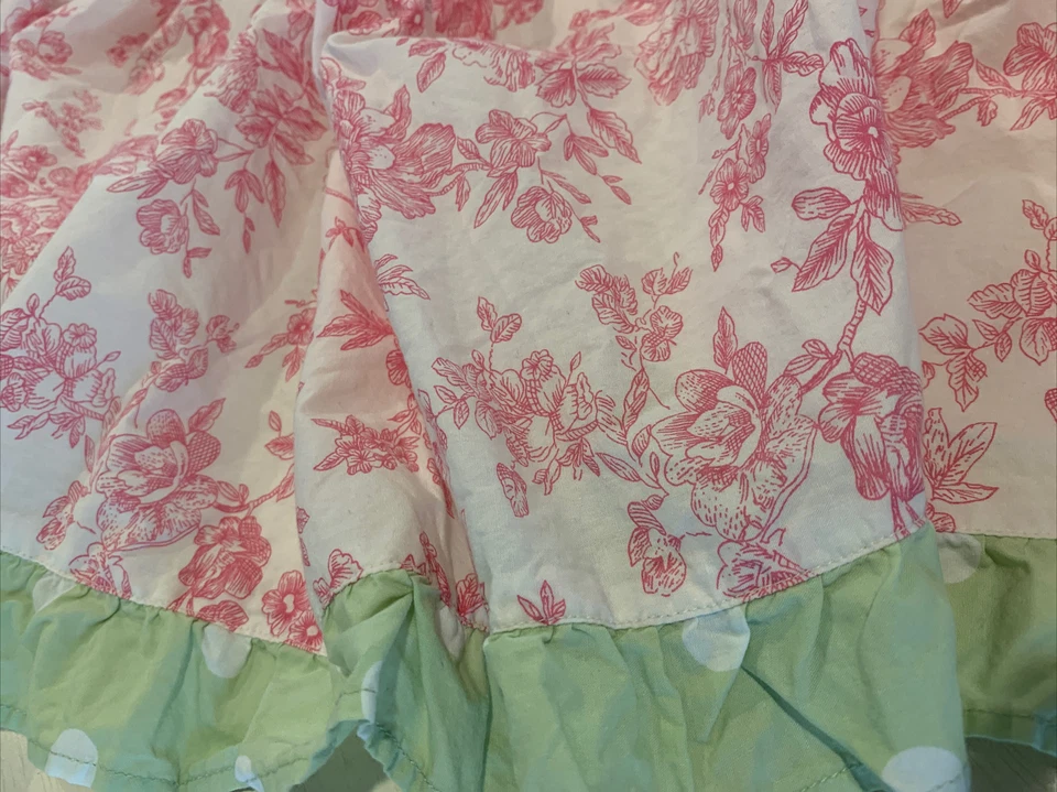 Cenefa de cortina floral My Baby Sam con lazos ~ blanco, rosa y verde ~ ~ B2 Foto 2 de 4