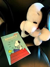 Snoopy Plush  (Peanuts) 11" with ribbon & Snoopy's Word Book (Golden Book)