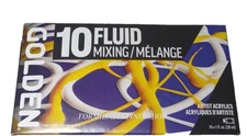 Golden Fluid Acrylic Paint, Fluid Mixing Set, 1 Fl. Oz. Bottles, 10 Piece Set