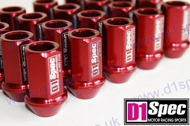 D1 SPEC RACING WHEEL NUTS RED P1.25 FITS SUBARU 350Z 200SX SKYLINE R33 SWIFT - Image 2 of 3