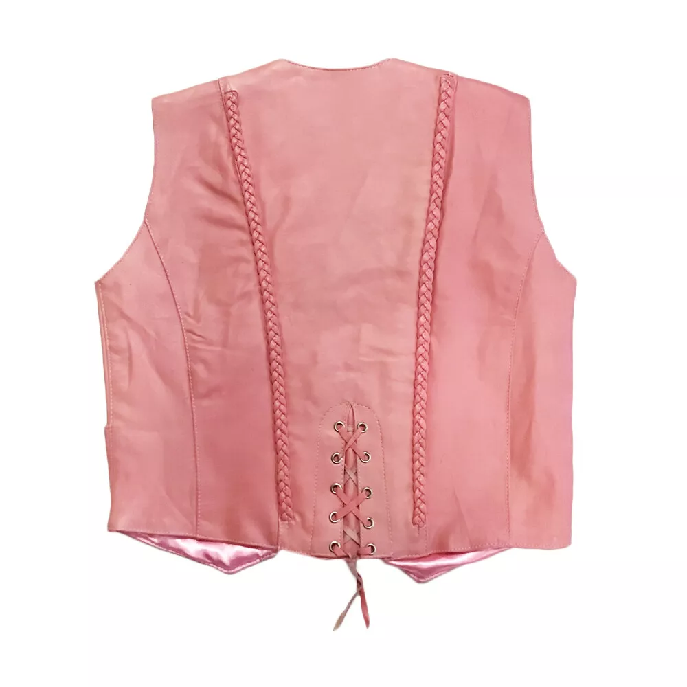 Pink leather hotsell motorcycle vest