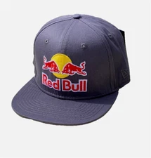 Red Bull Slate Gray Flat Brim Cap w/3 logos. Snapback. BMX. MotorBike. MotoGP.