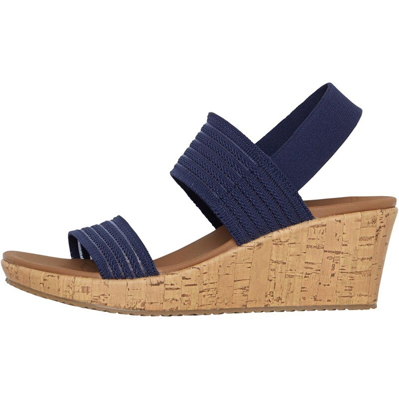 Toe Skechers Wedge Sandals Memory Foam Wedges Luxe Foam