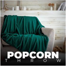 POPCORN WAFFLE LUXURY BLANKET FLEECE TRAVEL THROW SOFA BED WARM COSY EXTRA LARGE